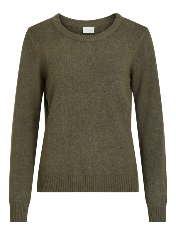 VIRIL O-NECK L/S KNIT TOP OLIVEN