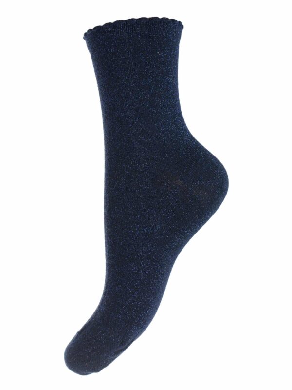 PCSEBBY GLITTER LONG SOCKS BLÅ