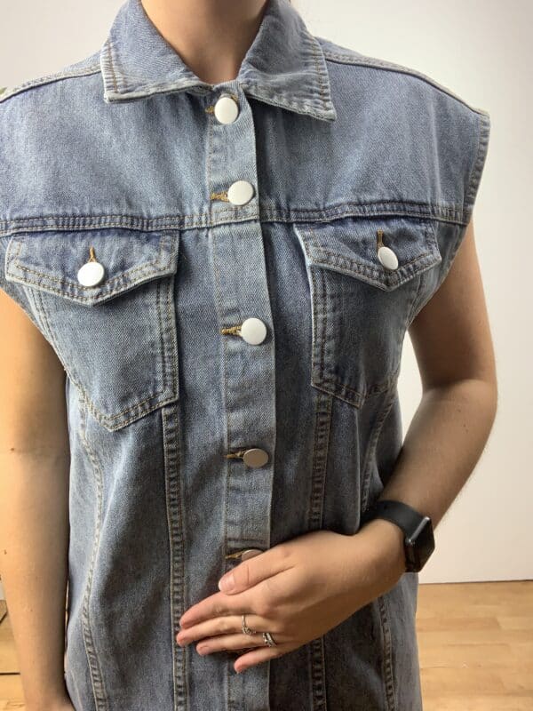 VIANITES VEST DRESS LIGHT BLUE DENIM - Image 2