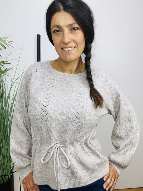 VICLEO STRING L/S KNIT TOP  NATURE - Image 3