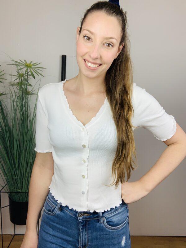 ONLLAILA S/S BUTTON TOP HVID
