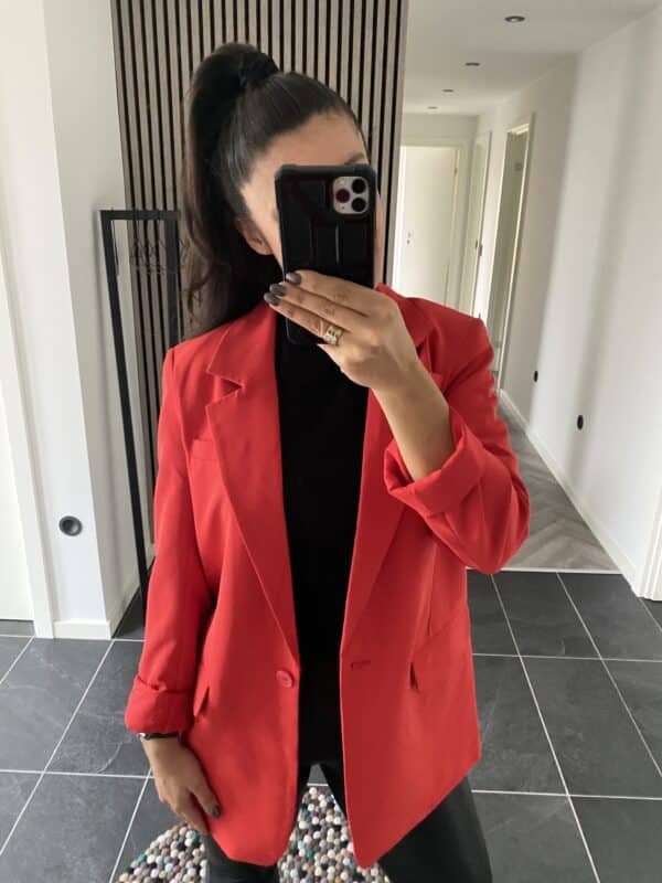 ONLLANA-BERRY L/S OVS BLAZER  HIGH RISK RED - Image 3