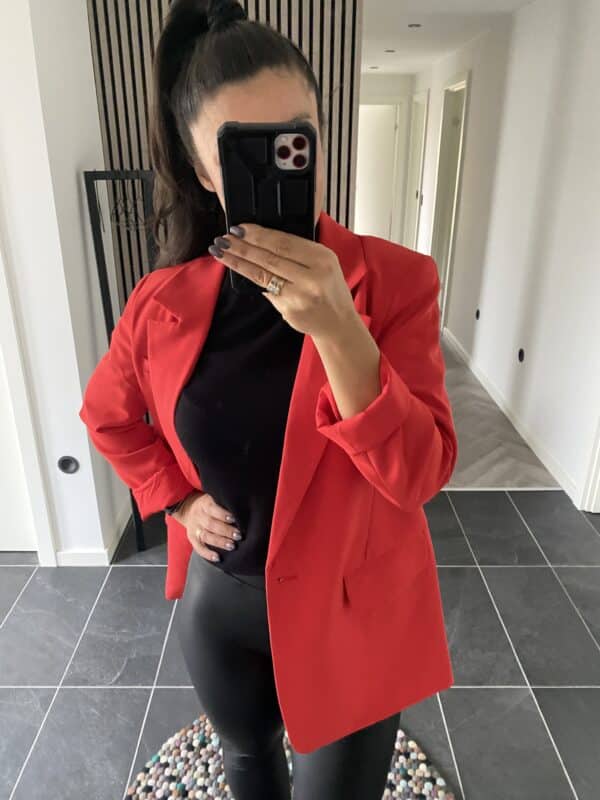 ONLLANA-BERRY L/S OVS BLAZER  HIGH RISK RED - Image 4