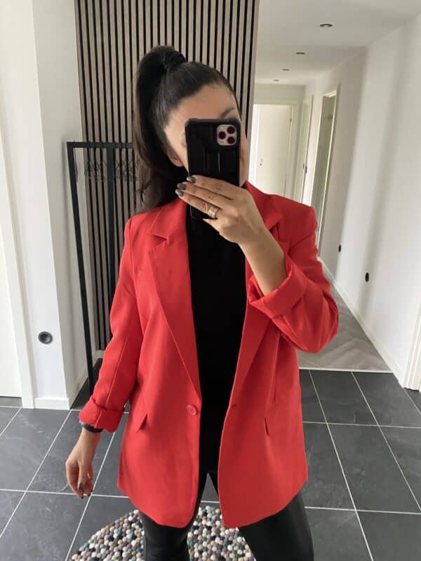 ONLLANA-BERRY L/S OVS BLAZER  HIGH RISK RED - Image 5