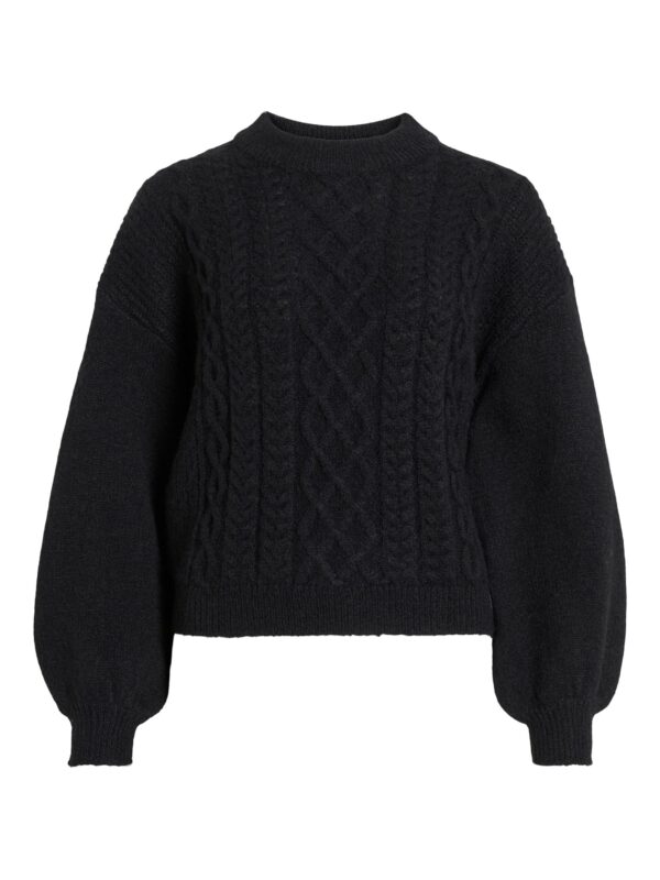 VICHINTI O-NECK CABLE KNIT TOP BLACK - Image 7