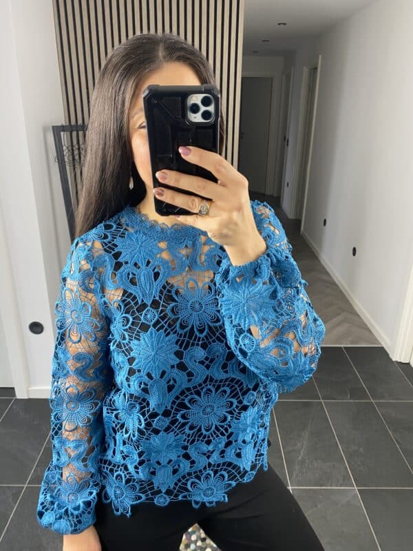 VIDAMA L/S LACE TOP  MOROCCAN BLUE - Image 5