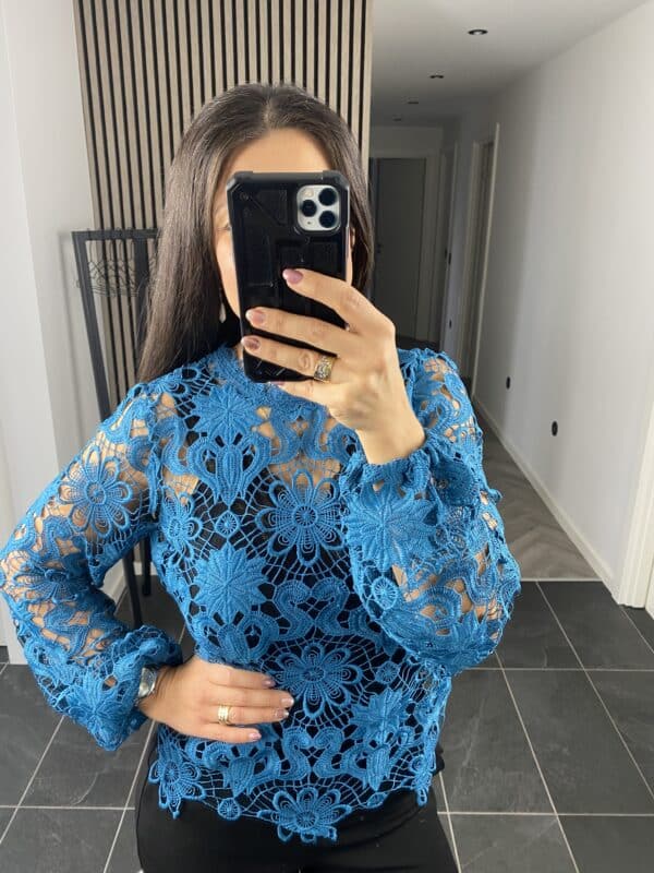 VIDAMA L/S LACE TOP  MOROCCAN BLUE