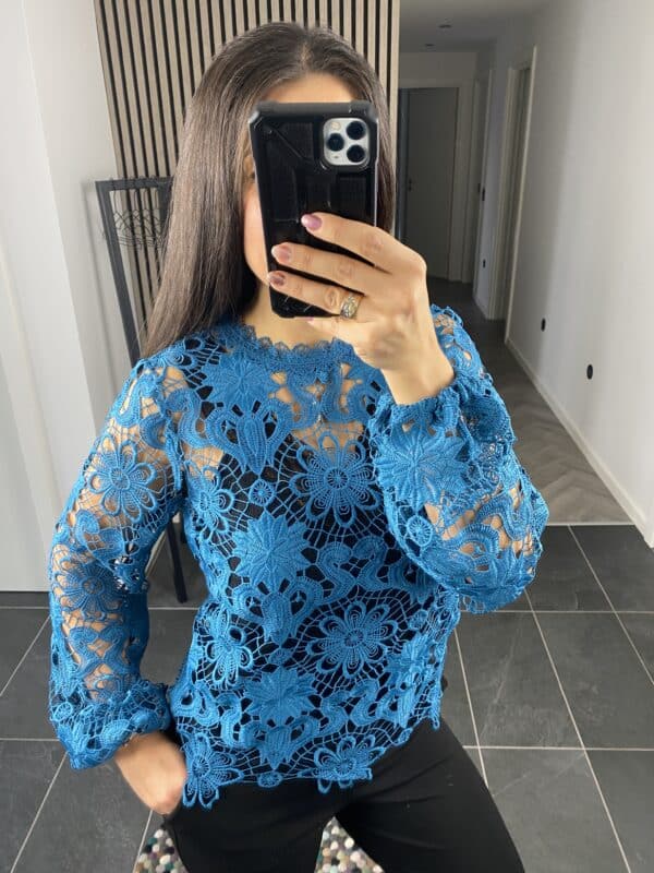 VIDAMA L/S LACE TOP  MOROCCAN BLUE - Image 2