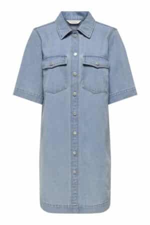 ONLBELLE S/S BUTTON DRESS LIGHT BLUE DENIM