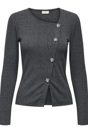 JDYFREYA L/S BUTTON TOP DARK GREY MELANGE