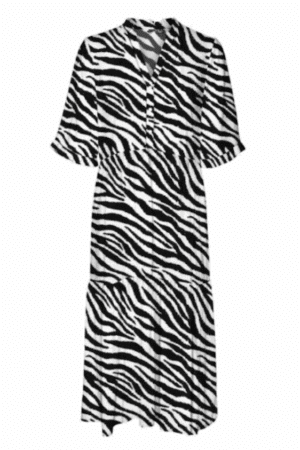 EVEASY JOY 2/4 FRL CALF DRESS ZEBRA
