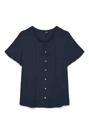 VMGABBI SS TIE TOP WVN NAVY BLAZER