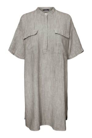 VMLINE 2/4 LINEN STRIPE TUNIC  MOON ROCK