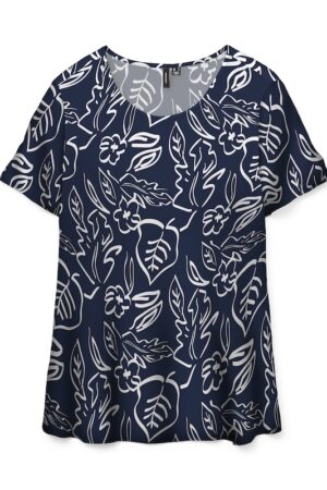 VMEASY JOY S/S TOP WVN GA NAVY BLAZER