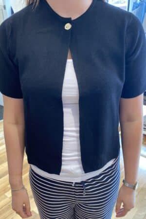 VMGOLD SS O-NECK ONE BUTTON  BLACK