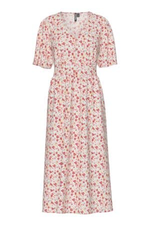 PCTALA SS MIDI DRESS  CLOUD DANCER/MULTI FLOWER