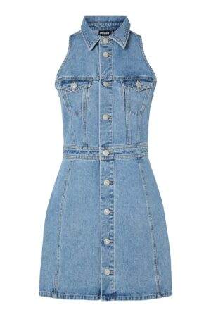 PCMINDY SL SHORT DENIM DRESS  LIGHT BLUE DENIM