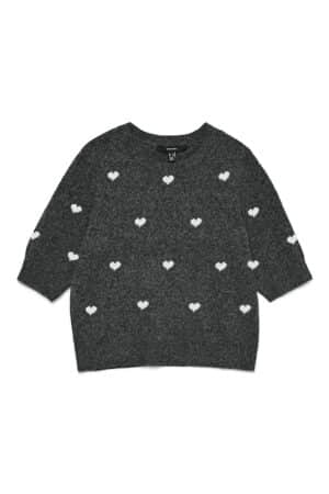 VMDOFFY INTARSIA 2/4 O-NK PULL DARK GREY MELANGE