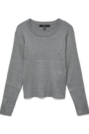 VMSILJE LS O-NECK CABLE PULLOV MEDIUM GREY MELANGE