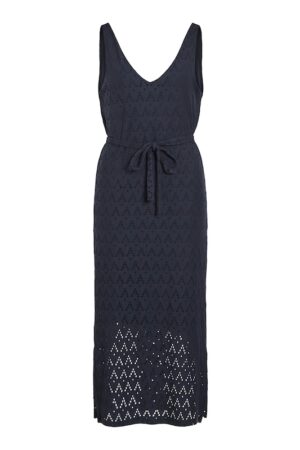 VIAMALINA V-NECK S/L MIDI DRES NAVY BLAZER