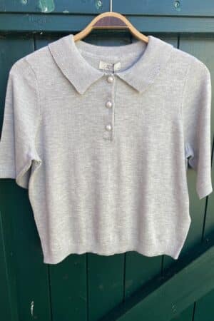 JDYBODIL S/S COLLAR PULLOVEER LIGHT GRAY MELANGE