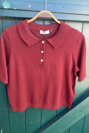 JDYBODIL S/S COLLAR PULLOVEER CABERNET