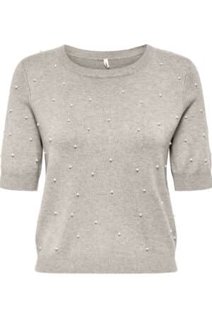 ONLVENICE LIFE SS PEARL O-NECK LIGHT GRAY MELANGE