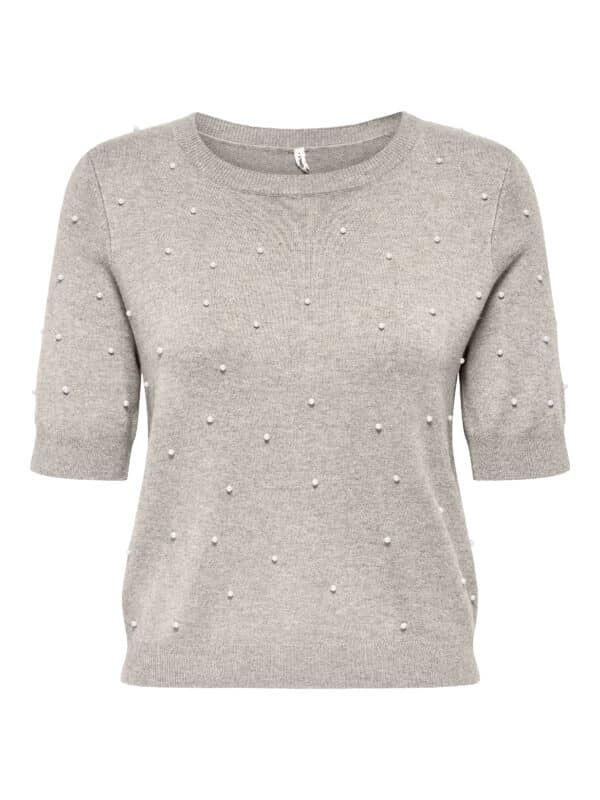 ONLVENICE LIFE SS PEARL O-NECK LIGHT GRAY MELANGE