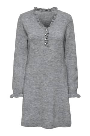 JDYLETTY L/S L/S V-NECK FRILL  LIGHT GRAY MELANGE