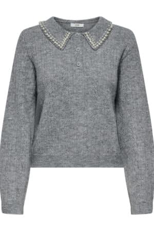 JDYAPRIL LIFE L/S PEARL COLLAR MEDIUM GREY MELANGE