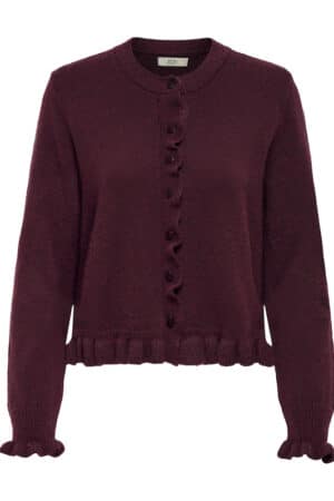 JDYLETTY L/S ON FRILL CARDIGAN MAROON BANNER/ MELANGE