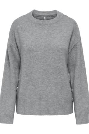 ONLRENE LIFE LS BUTTON O-NECK MEDIUM GREY MELANGE
