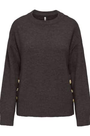 ONLRENE LIFE LS BUTTON O-NECK CHOCOLATE