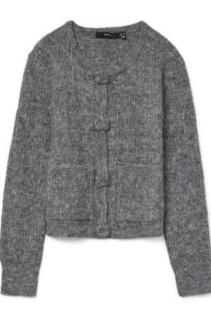 VMBLOSSOM LS O-NECK CARDIGAN  MEDIUM GREY MELANGE