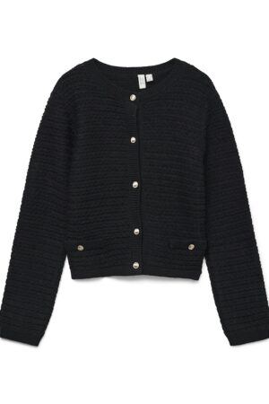 VMSOLEIL LS O-NECK CARDIGAN  BLACK