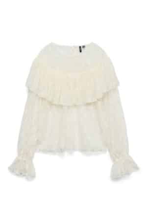 VMLOULOU LS FLOUNCE LACE TOP  CLOUD DANCER