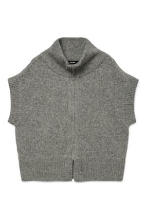 VMBANG SL HIGHNECK ZIPPER VEST MEDIUM GREY MELANGE