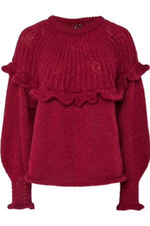 PCSIKKA LS ONECK KNIT BC RØD