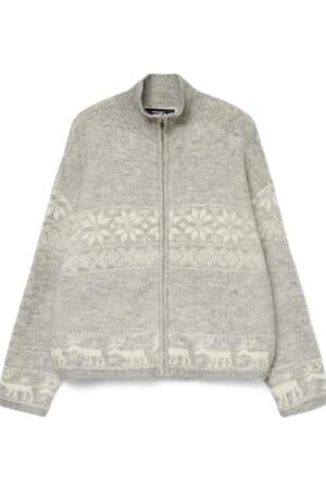 VMSANTANORDIC LS O-NECK CARDIG LIGHT GRAY MELANGE