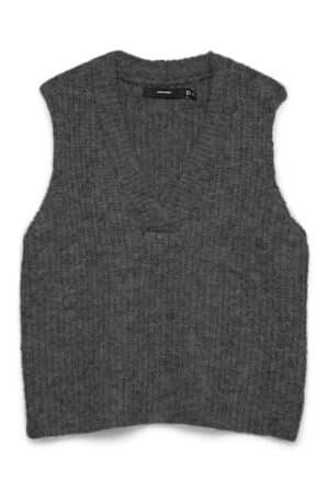 VMNOVAH RIB SL V-NECK VEST NOO DARK GREY MELANGE