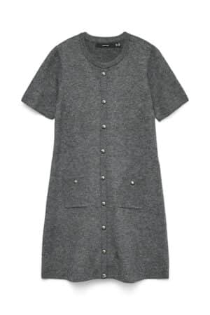 VMJOHANNA SS O-NECK DRESS  MEDIUM GREY MELANGE
