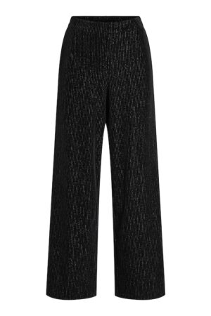 VIVARONE HW VELVET WIDE PANT  BLACK/SILVER LUREX