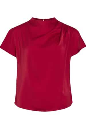 VIELMINA FUNNEL NECK S/S TOP RØD