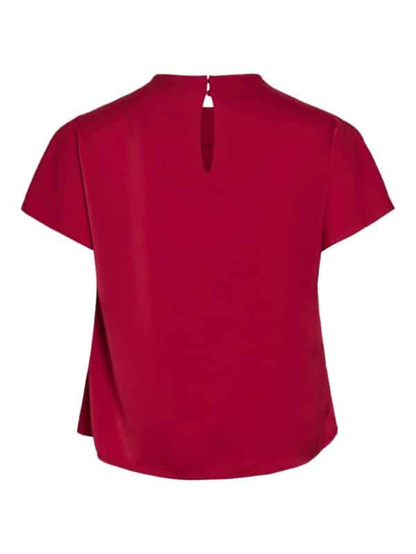 VIELMINA FUNNEL NECK S/S TOP RØD - Billede 3