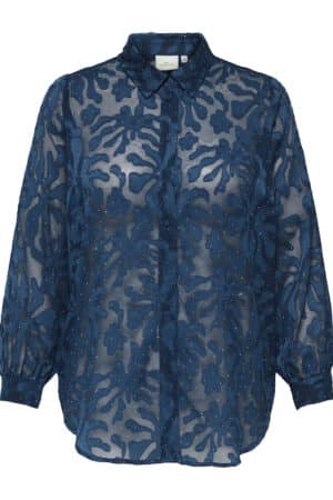 CARDIAMO 3/4 EMB TOP  BLÅ