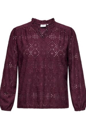 CARLUZIA L/S V-NECK BLOUSE RØD