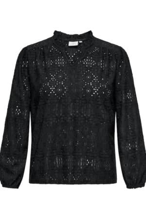 CARLUZIA L/S V-NECK BLOUSE SORT