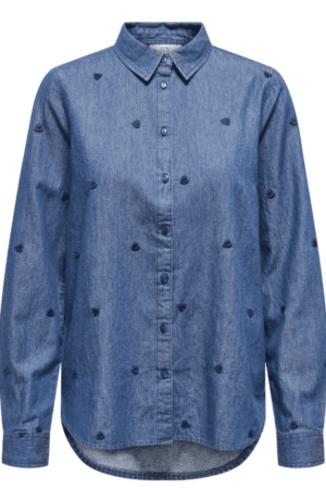 JDYLOVE L/S EMBR SHIRT WVN DIA MEDIUM BLUE DENIM