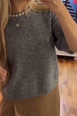 JDYALVA LIFE 3/4 EMBELLISH PUL DARK GREY MELANGE