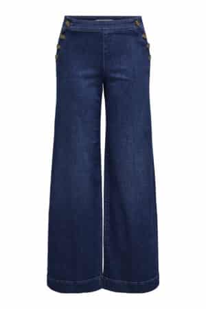 ONLMADISON HW BUTTON WIDE DNM DARK BLUE DENIM